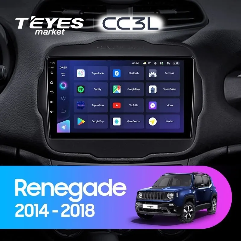 Комплект магнитолы TEYES CC3L 9.0" для Jeep Renegade