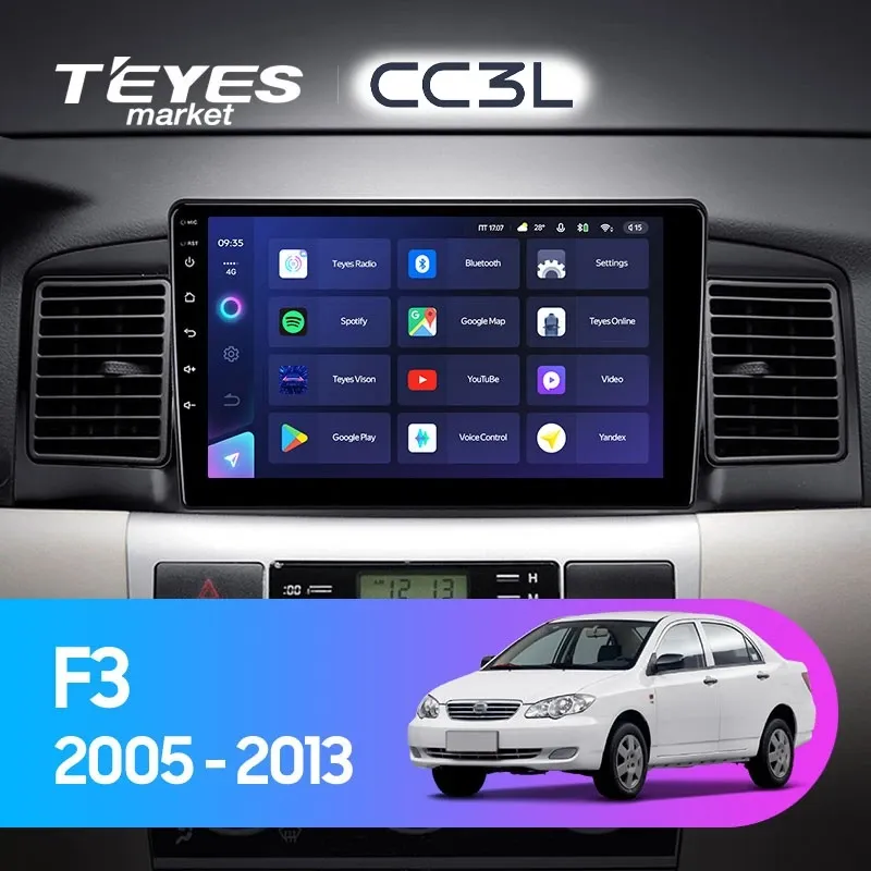 Комплект магнитолы TEYES CC3L 9.0" для BYD F3