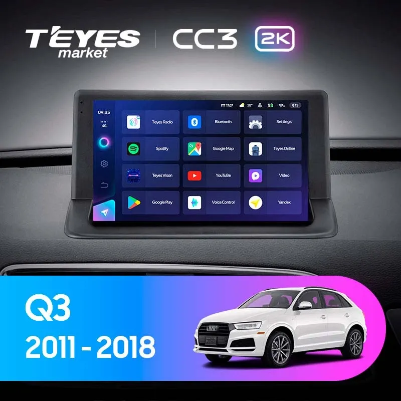 Комплект магнитолы TEYES CC3 2K 9.5" для Audi Q3 I 2011-2018