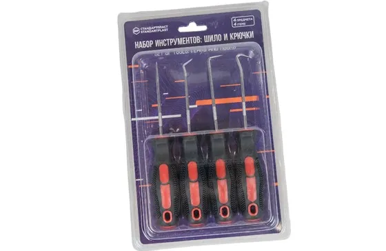 Набор инструментов STP шило и крючки (4 предмета в блистере) - фото