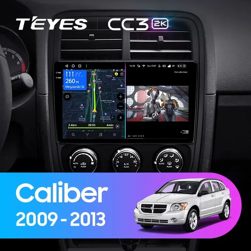 Комплект магнитолы TEYES CC3 2K 9.5" для Dodge Caliber I рестайлинг 2009-2013