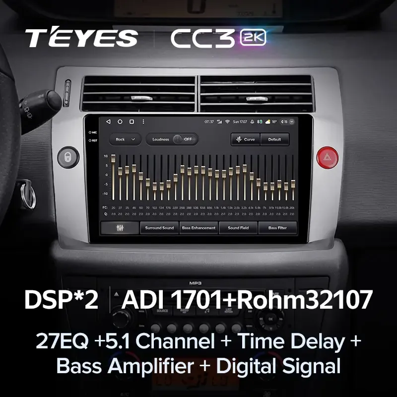 Комплект магнитолы TEYES CC3 2K 9.5" для Citroen C4 I 2004-2014